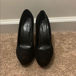 Call it Spring black suade heels.